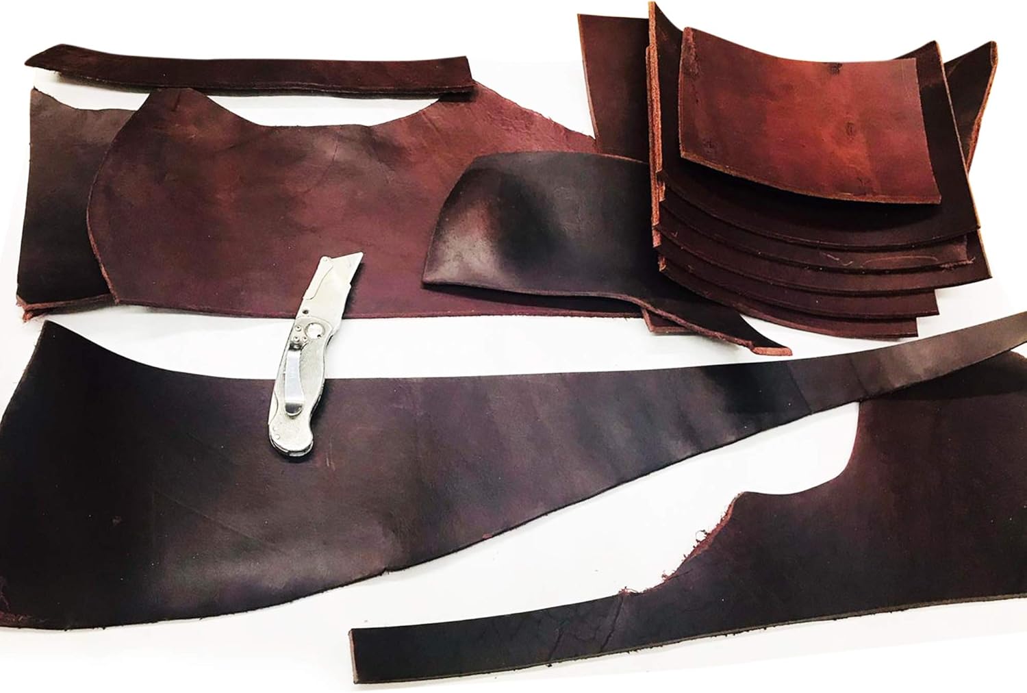 Vegetable-Tanned Leather Scrap bags, 2 LBS per Bag, Different colors.