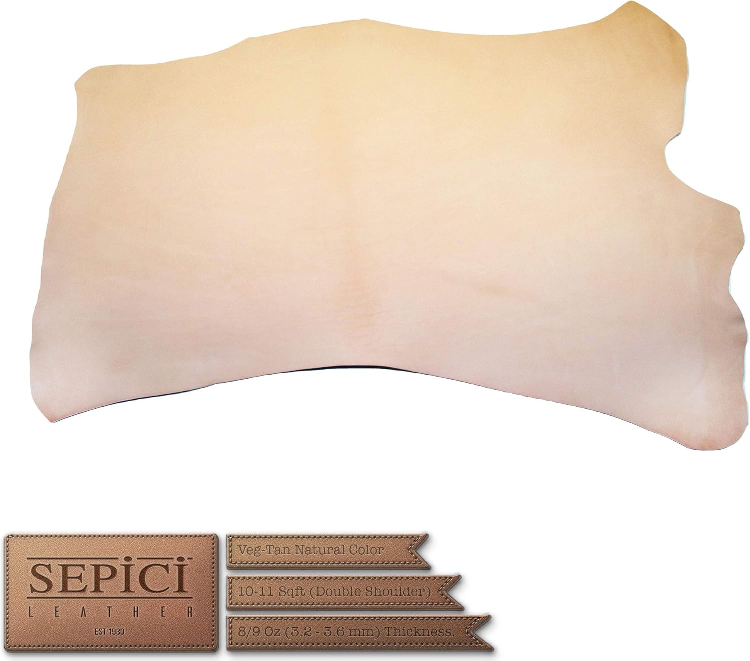 7/9oz. Db. Shoulders Craftsman (lower) Grade Vegetable-Tanned Natural Tooling Leather by Sepici