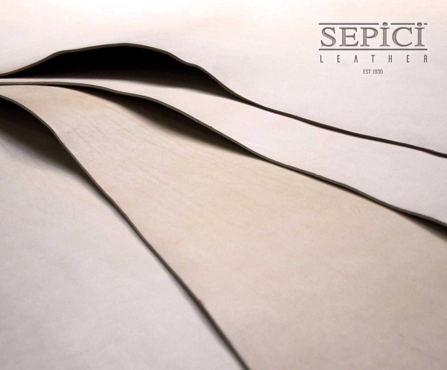 Sepici Leather product with leather samples and branding on a light background