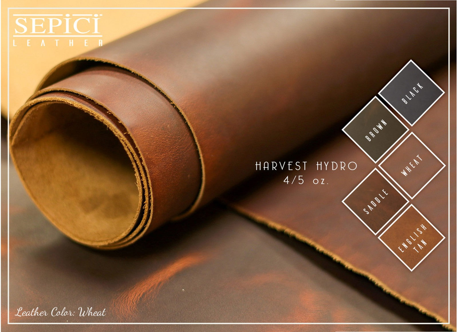 4/5oz. Harvest Hydro Leather, Chrome Tanned, Western Collection by Sepici