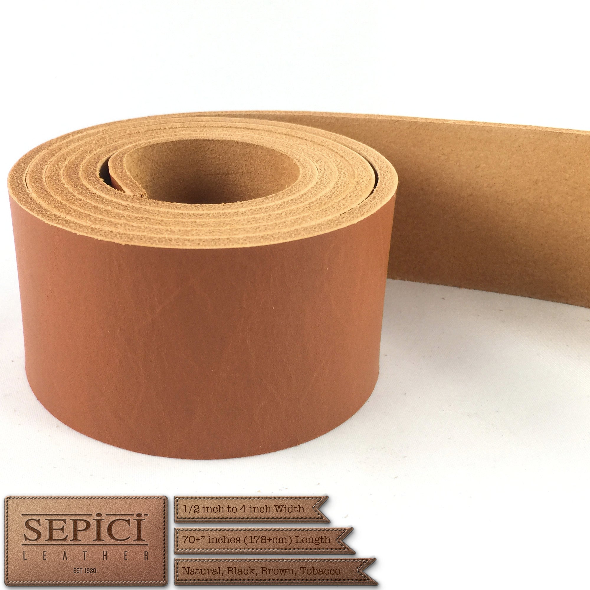 8/9oz. British-Tan Leather Strips, great for making belts or leathercraft projects.