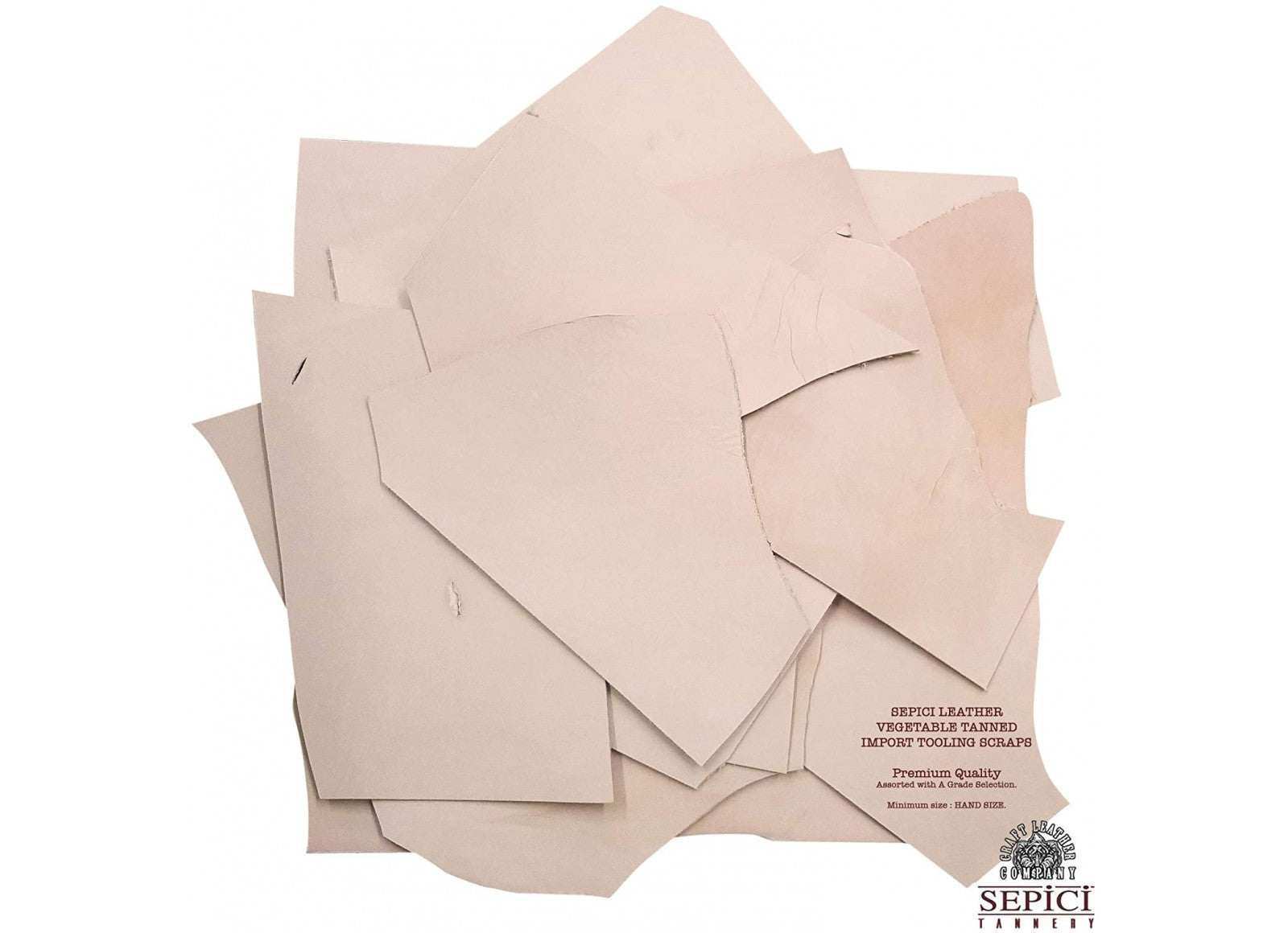 Vegetable-Tanned Leather Scrap bags, 2 LBS per Bag, Different colors.