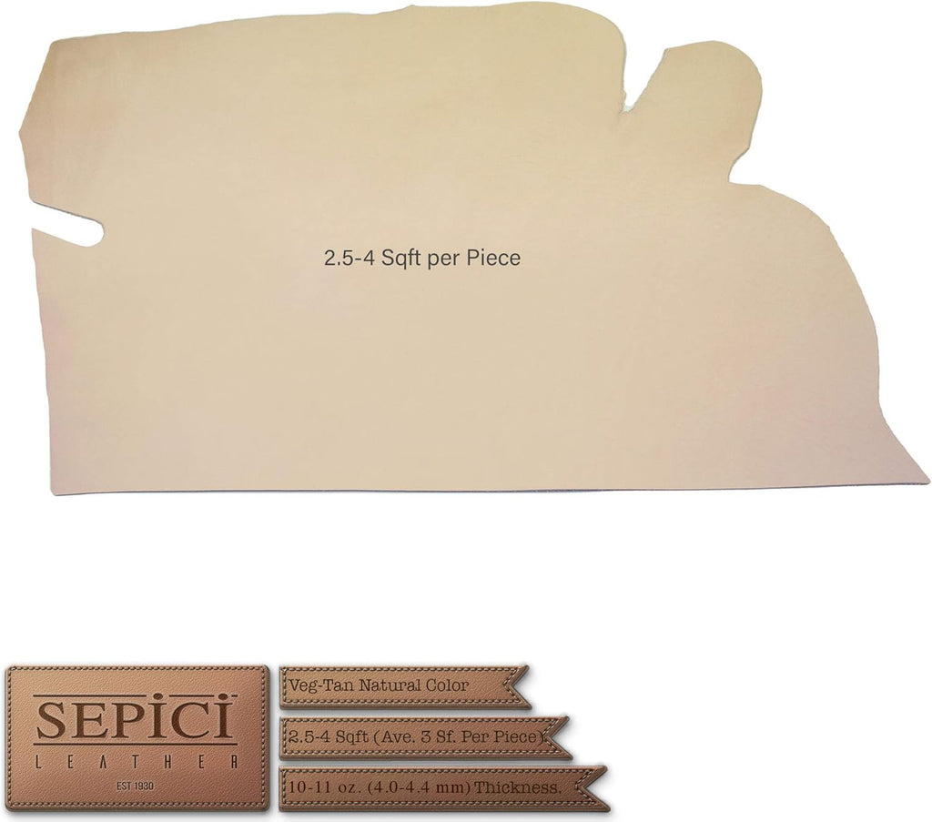 Natural Veg-Tan Tooling Leather Pre-Cuts & Pieces by Sepici