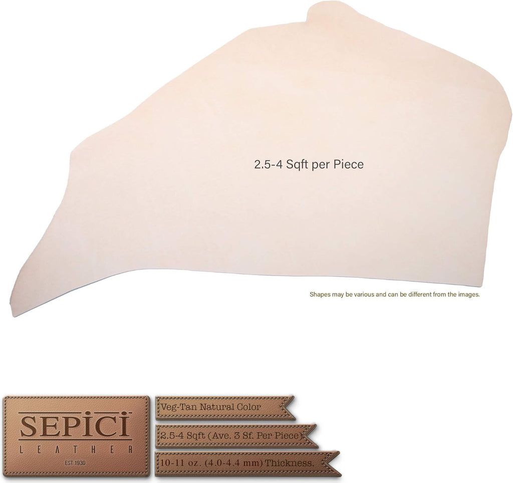 Natural Veg-Tan Tooling Leather Pre-Cuts & Pieces by Sepici