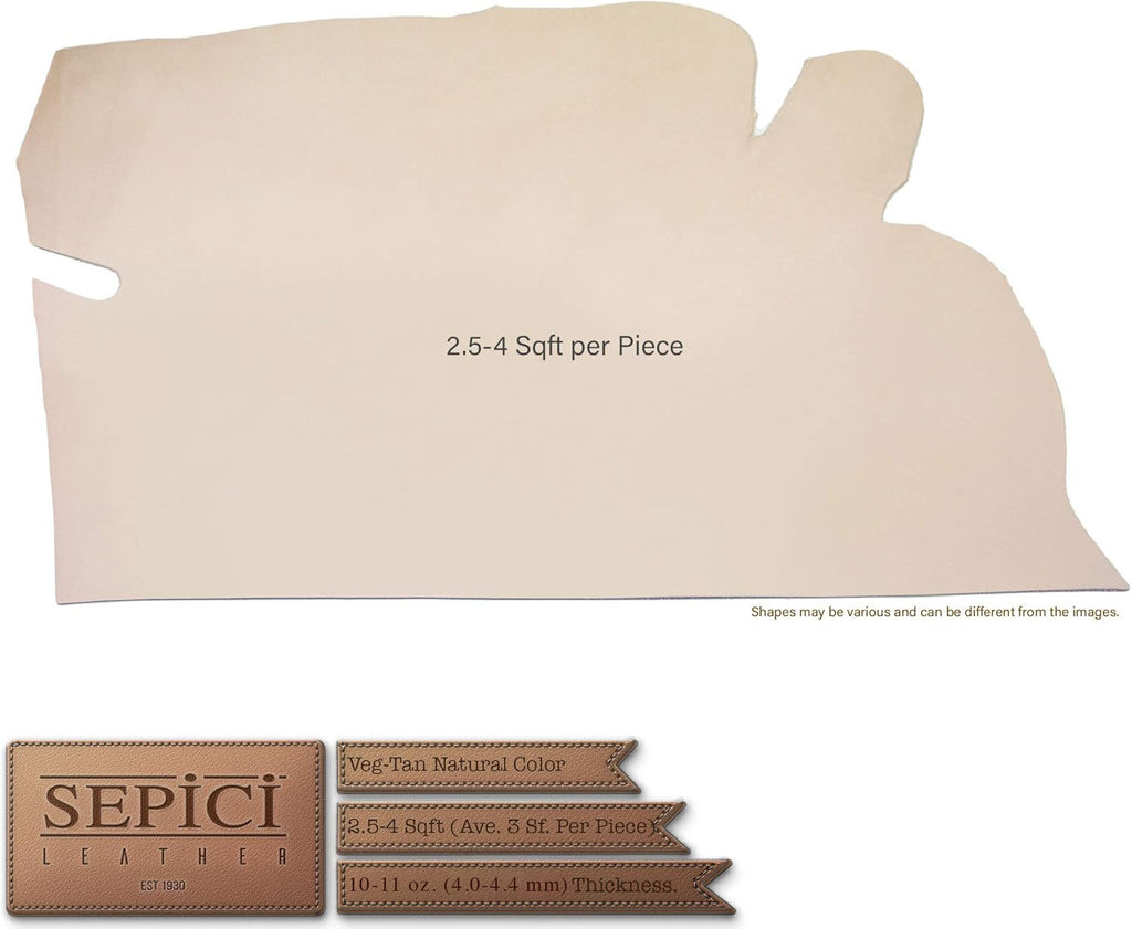 Natural Veg-Tan Tooling Leather Pre-Cuts & Pieces by Sepici