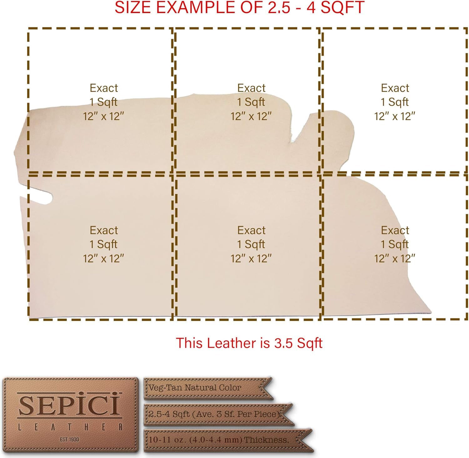 Natural Veg-Tan Tooling Leather Pre-Cuts & Pieces by Sepici