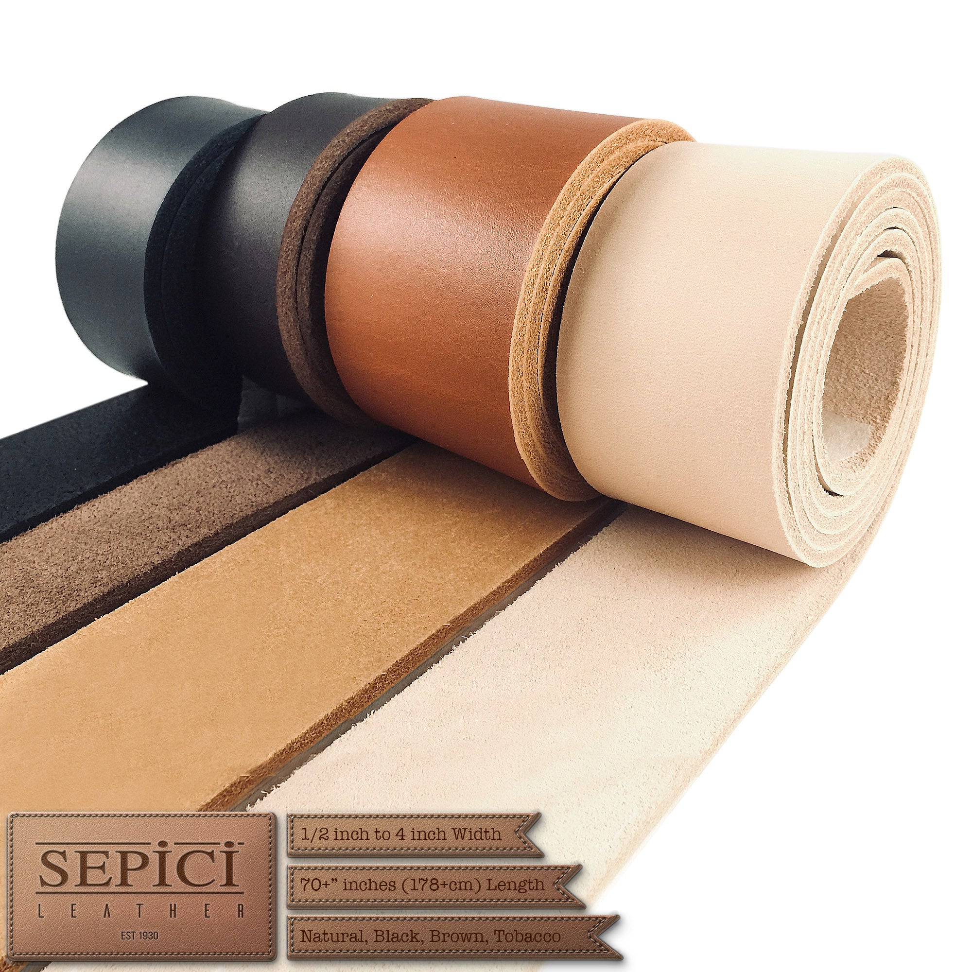 8/9oz. British-Tan Leather Strips, great for making belts or leathercraft projects.