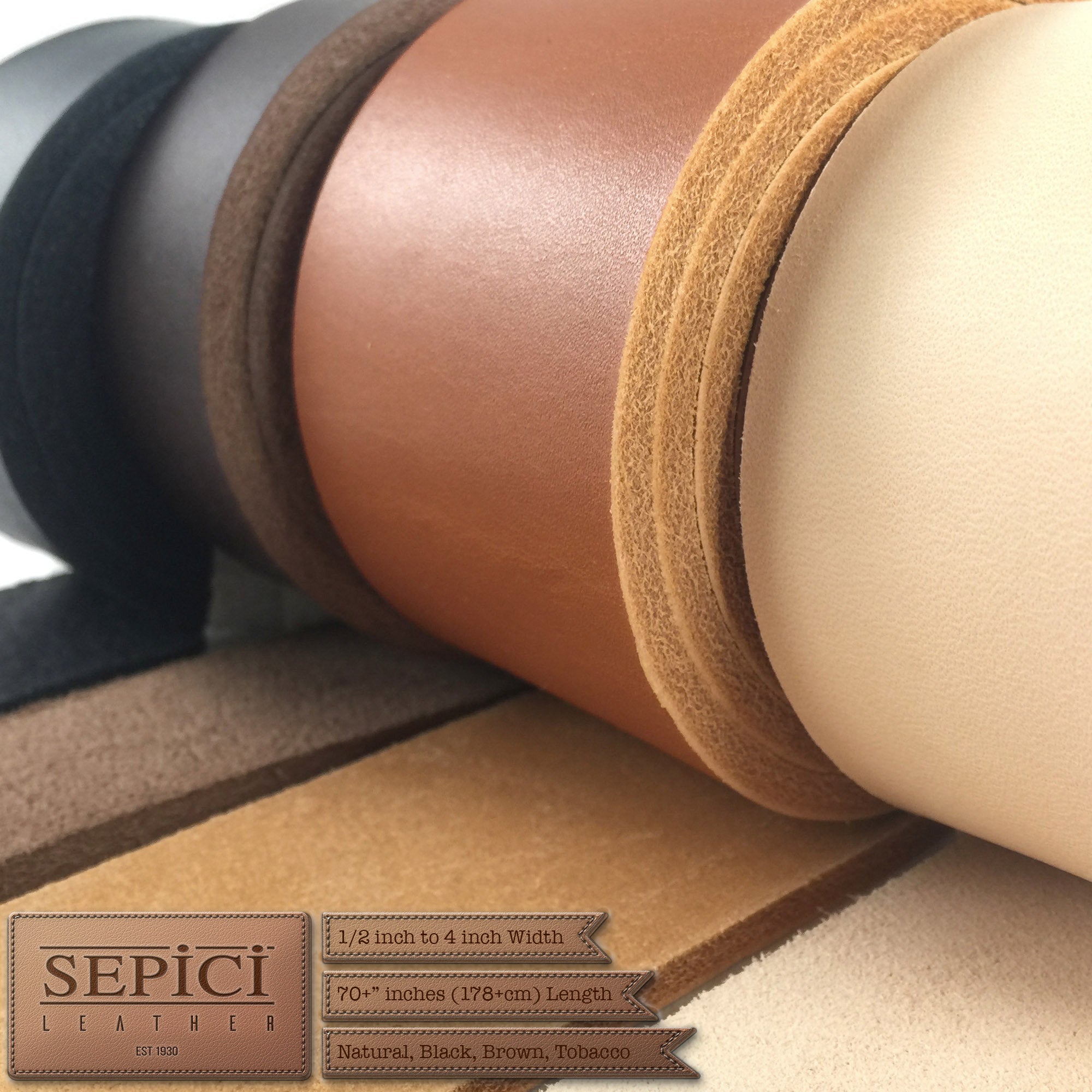8/9oz. British-Tan Leather Strips, great for making belts or leathercraft projects.