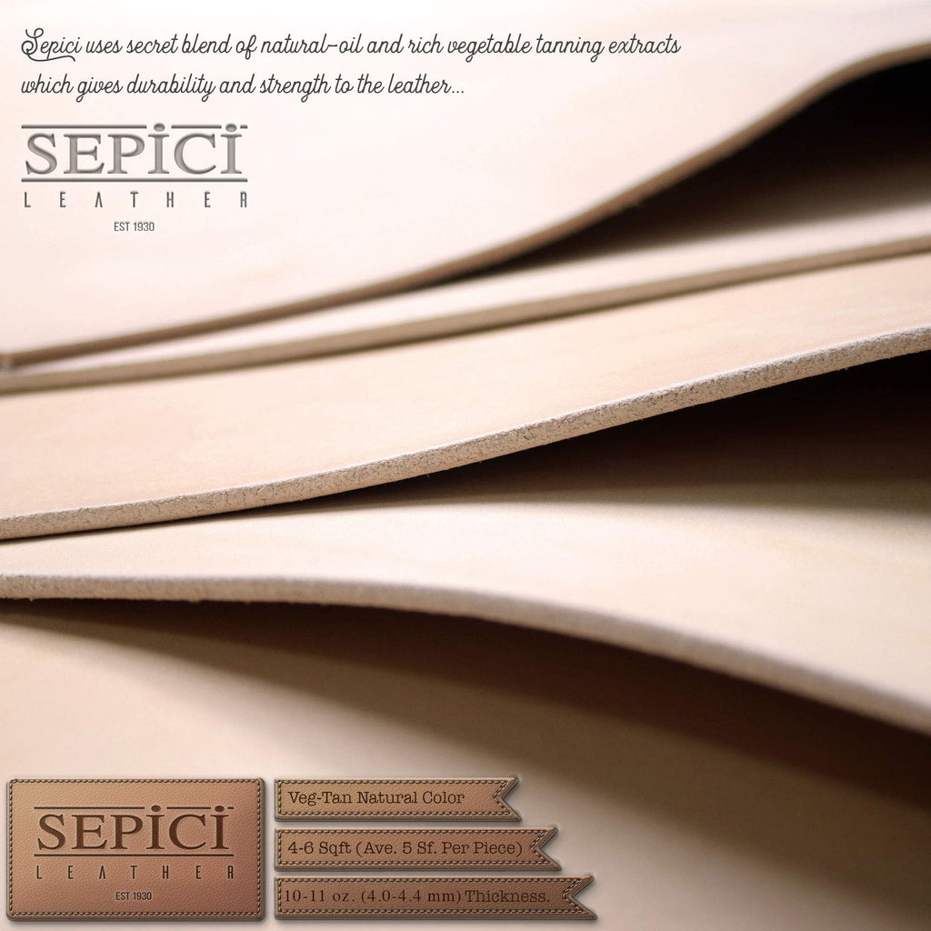 Natural Veg-Tan Tooling Leather Pre-Cuts & Pieces by Sepici