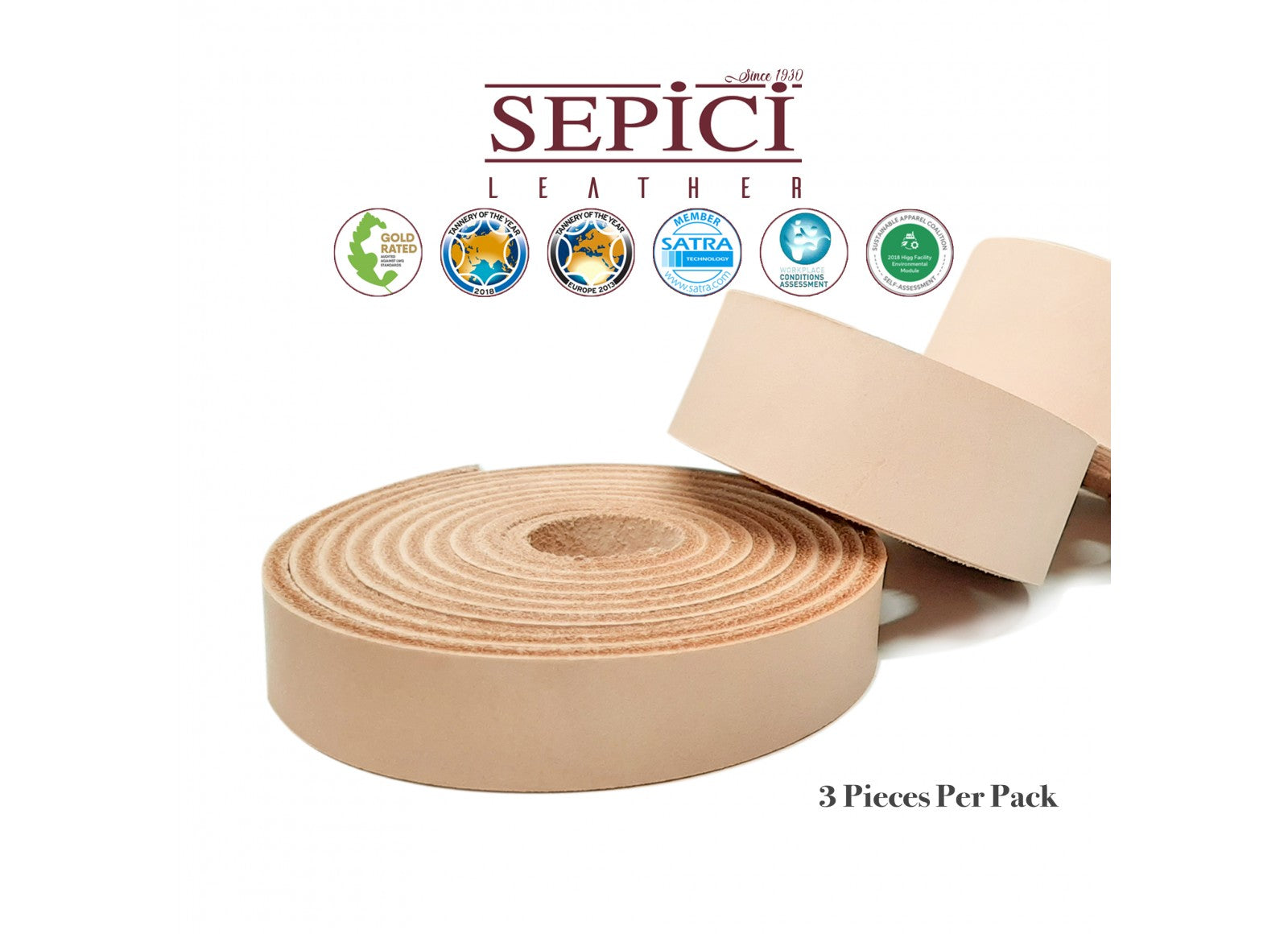 8/9oz. Short Leather Straps for Leathercrafters. 30-45 inch long 3 pcs per pack.