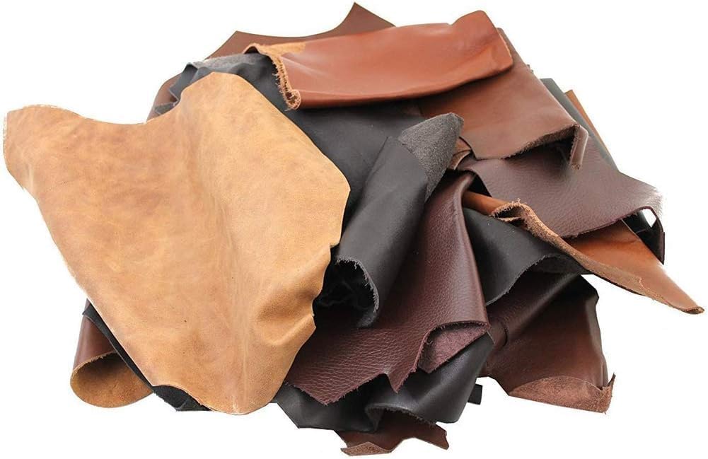 Vegetable-Tanned Leather Scrap bags, 2 LBS per Bag, Different colors.