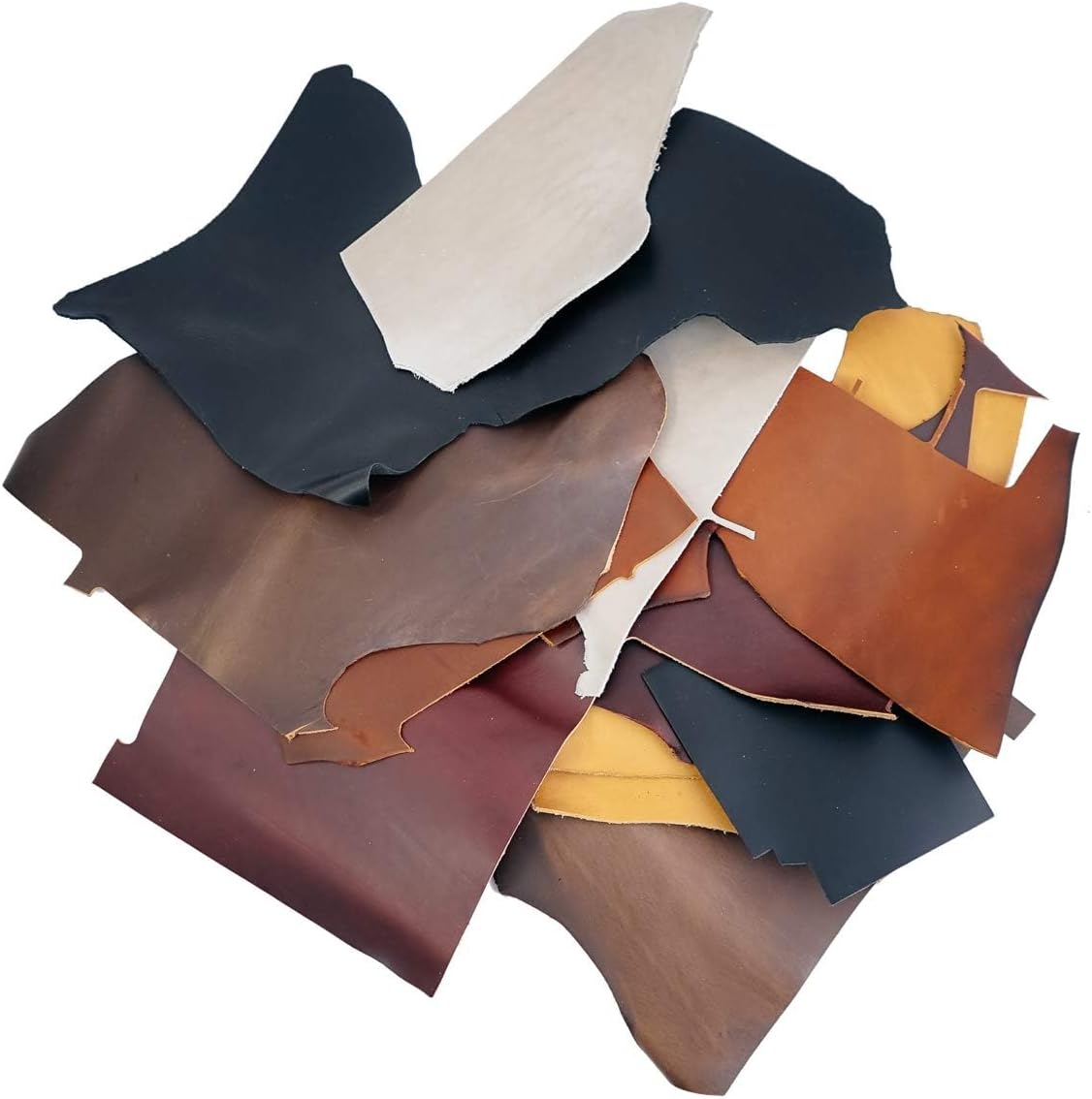 Vegetable-Tanned Leather Scrap bags, 2 LBS per Bag, Different colors.