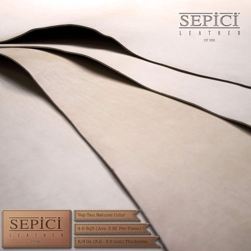 10/11oz. V1 Db. Shoulders Vegetable-Tanned Natural Tooling Leather by Sepici