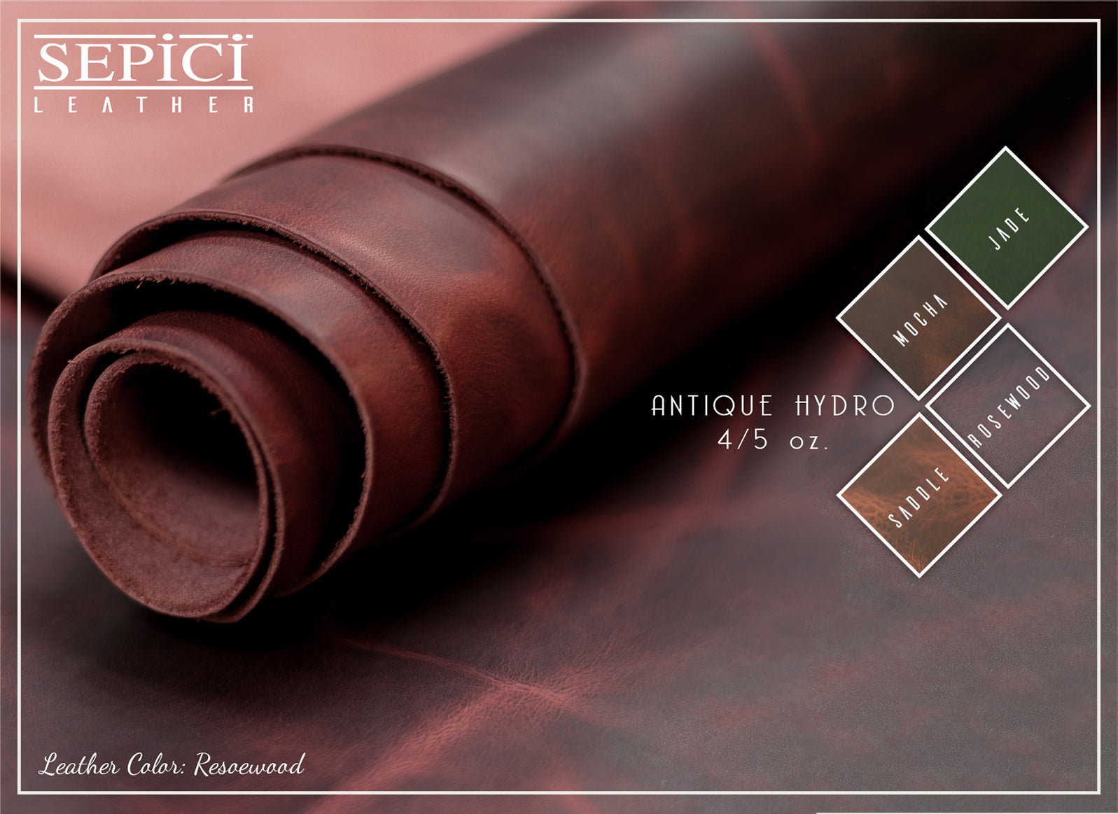 4/5oz. Antique Hydro Leather, Chrome Tanned, Western Collection by Sepici