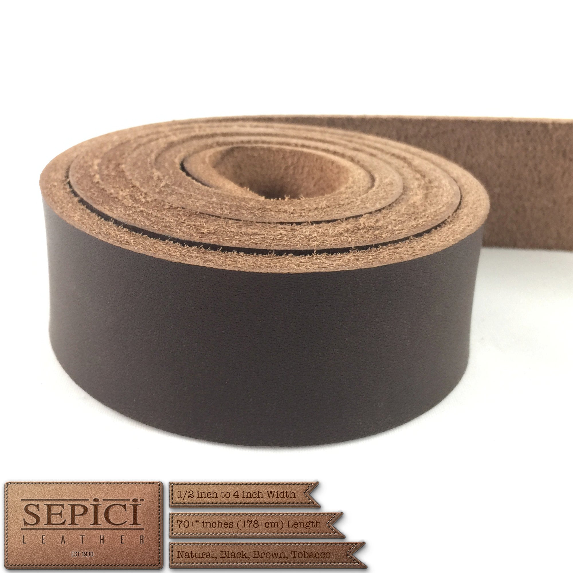 8/9oz. Brown Leather Strips, great for making belts or leathercraft projects.