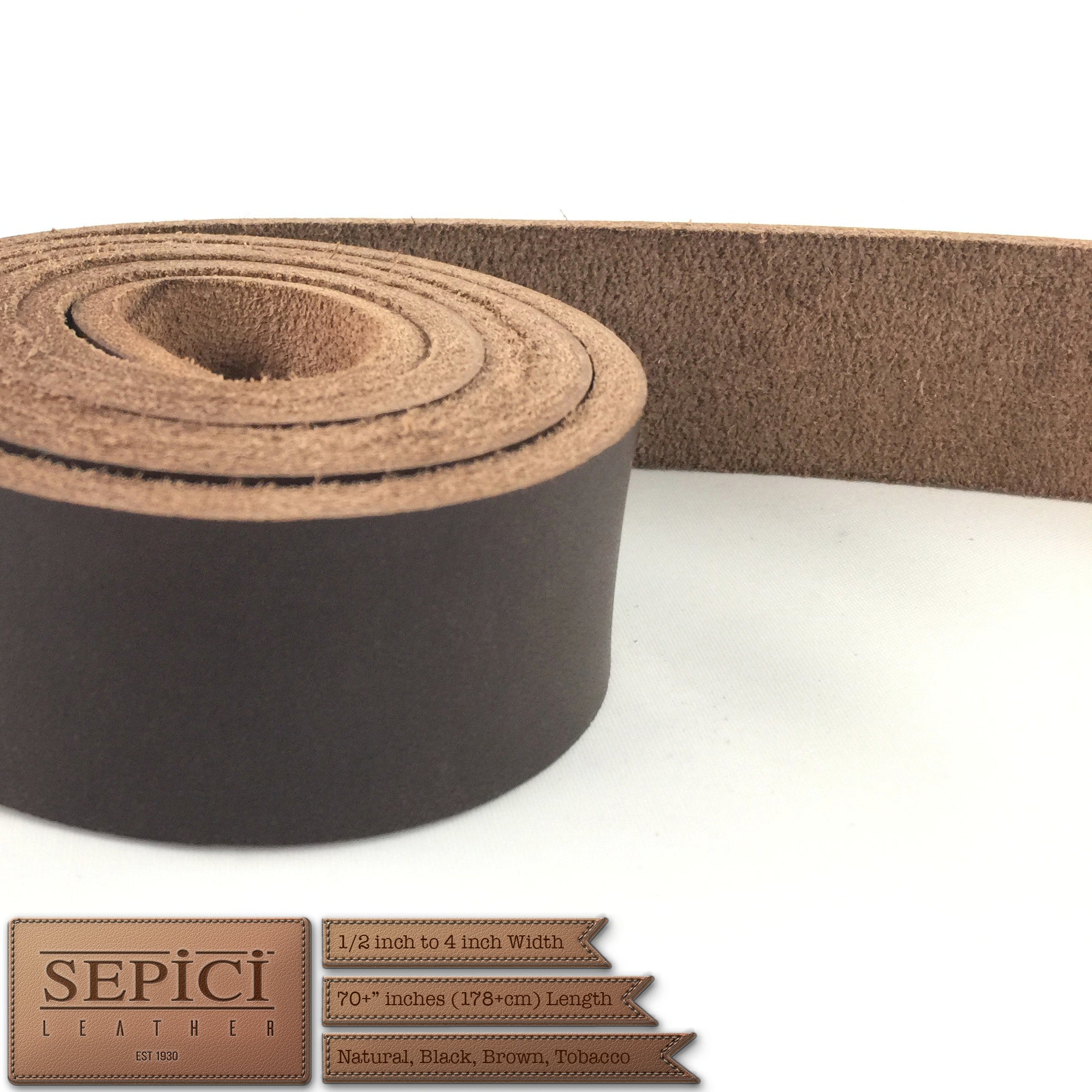 8/9oz. Brown Leather Strips, great for making belts or leathercraft projects.