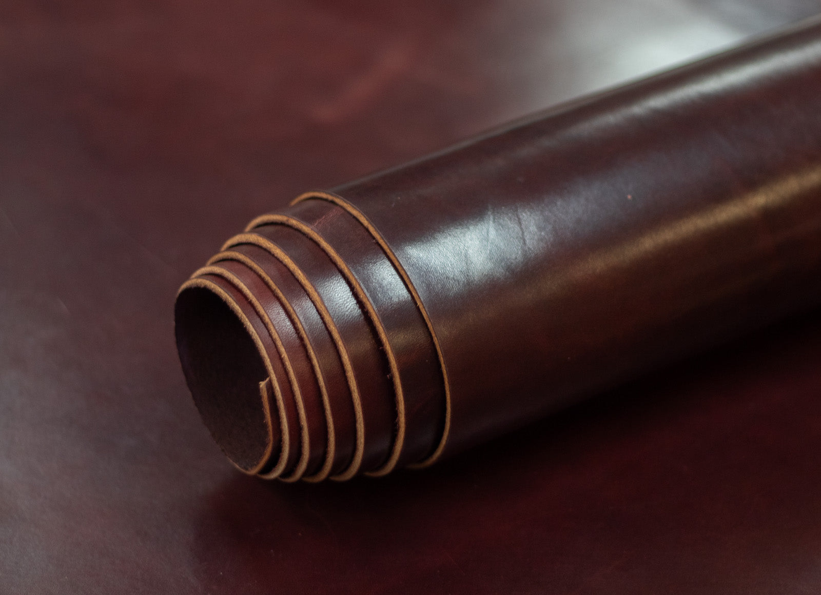 8/10oz. Harness Leather, Burgundy, Single Back, by Wickett & Craig