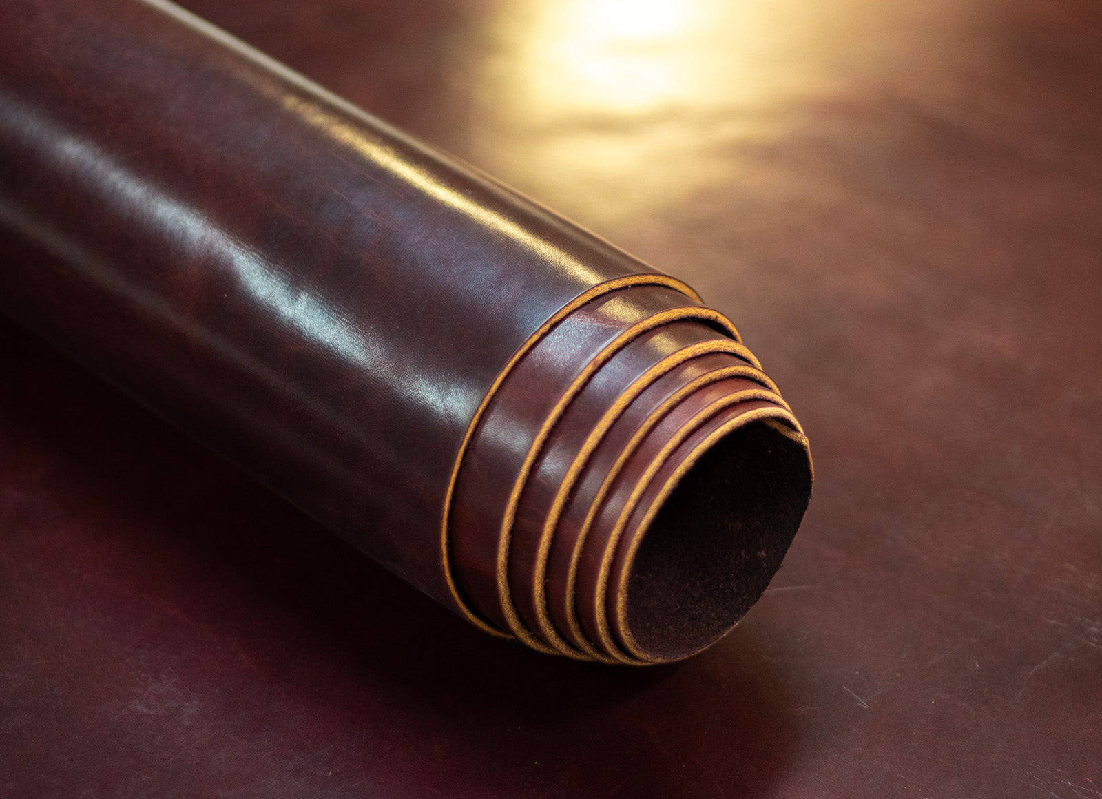 8/10oz. Harness Leather, Burgundy, Single Back, by Wickett & Craig