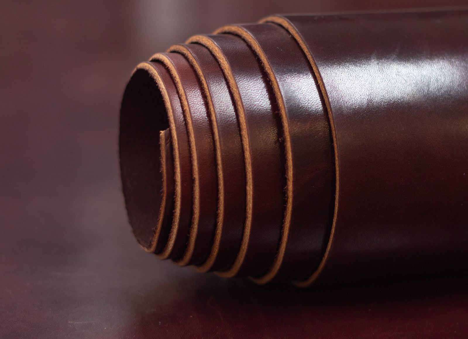 8/10oz. Harness Leather, Burgundy, Single Back, by Wickett & Craig