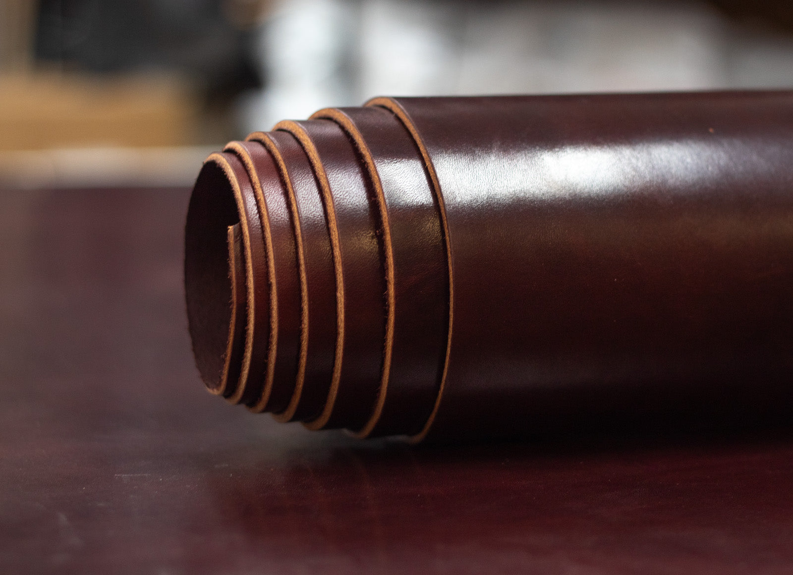 8/10oz. Harness Leather, Burgundy, Single Back, by Wickett & Craig