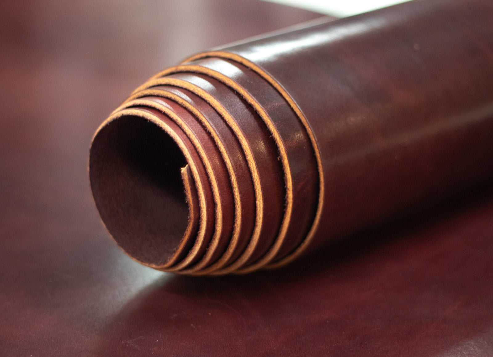 8/10oz. Harness Leather, Burgundy, Single Back, by Wickett & Craig