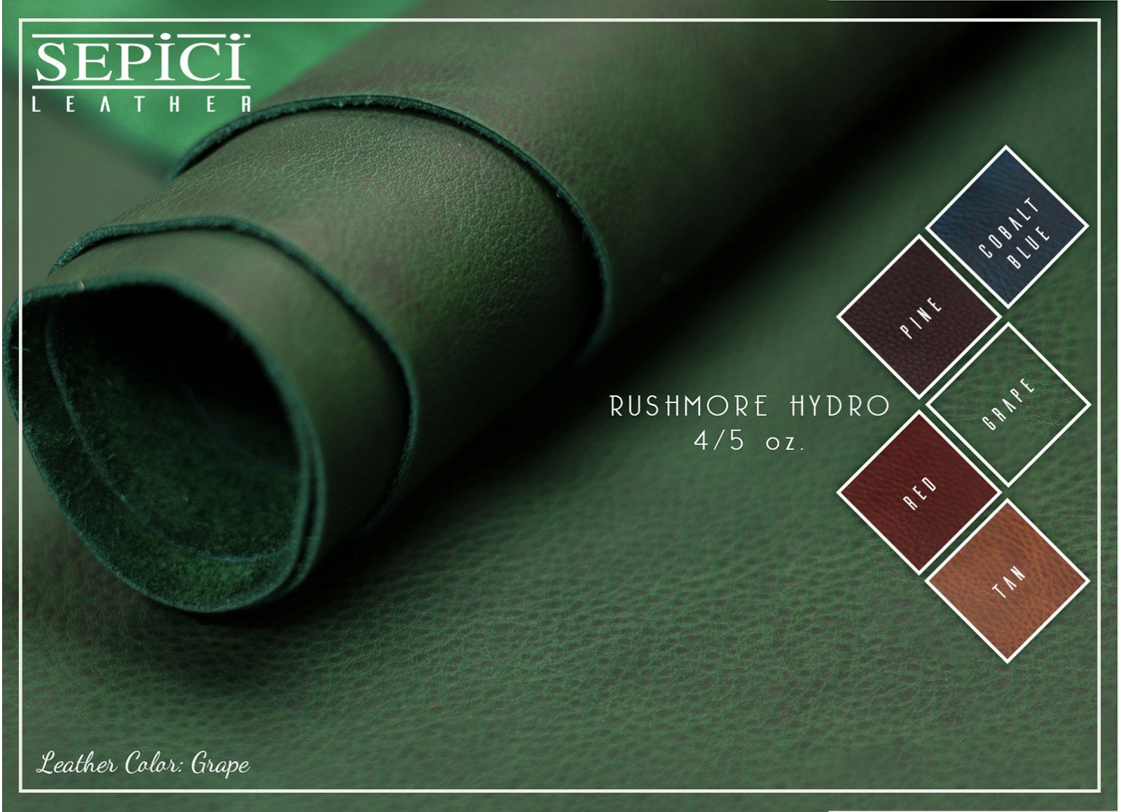 4/5oz. Rushmore Hydro Leather, Chrome Tanned, Western Collection by Sepici