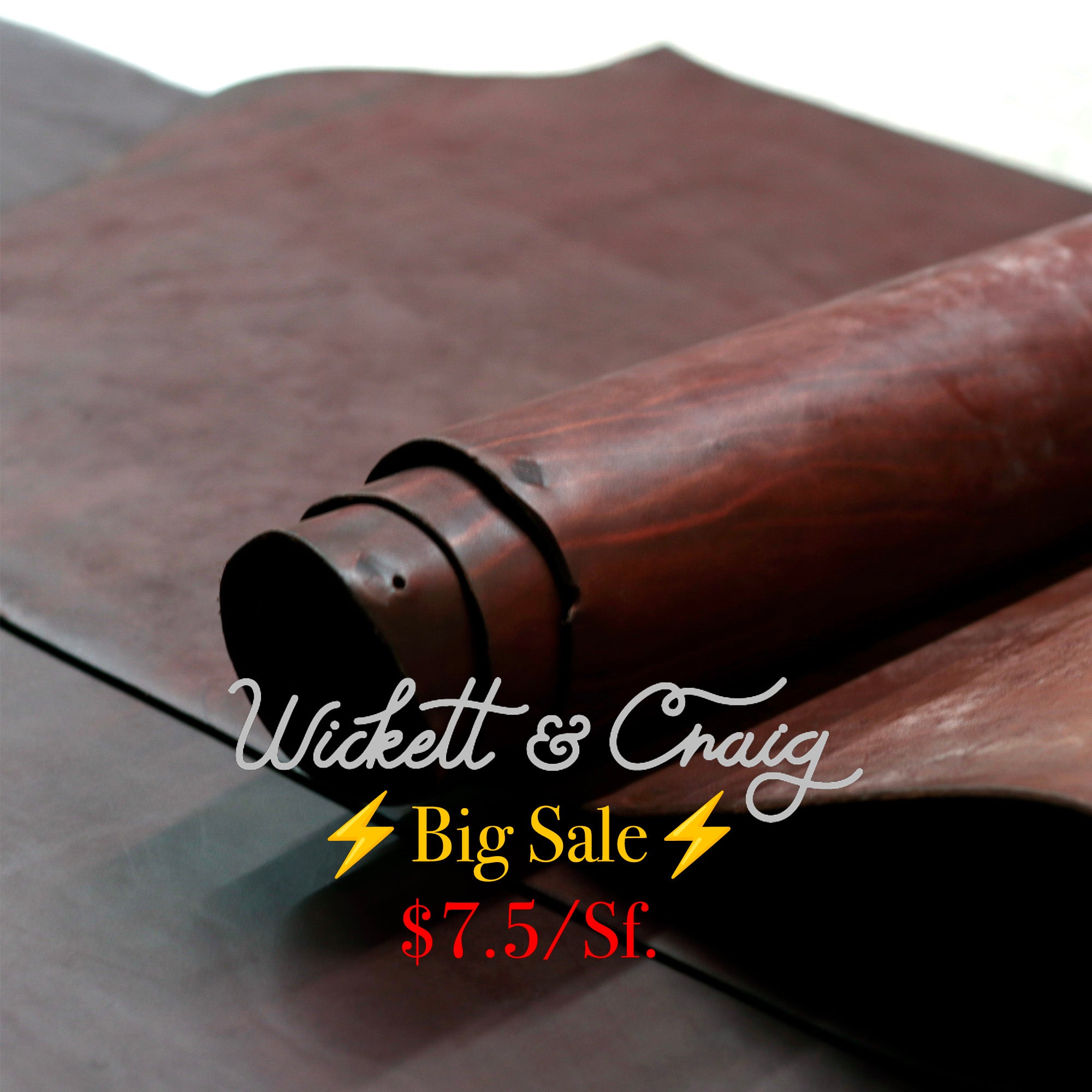 ⚡Big Sale⚡ 8/10oz. Harness Oiled & Waxed Leather, Red Brown, Single Back, by Wickett & Craig