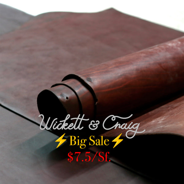 ⚡Big Sale⚡ 8/10oz. Harness Oiled & Waxed Leather, Red Brown, Single Back, by Wickett & Craig