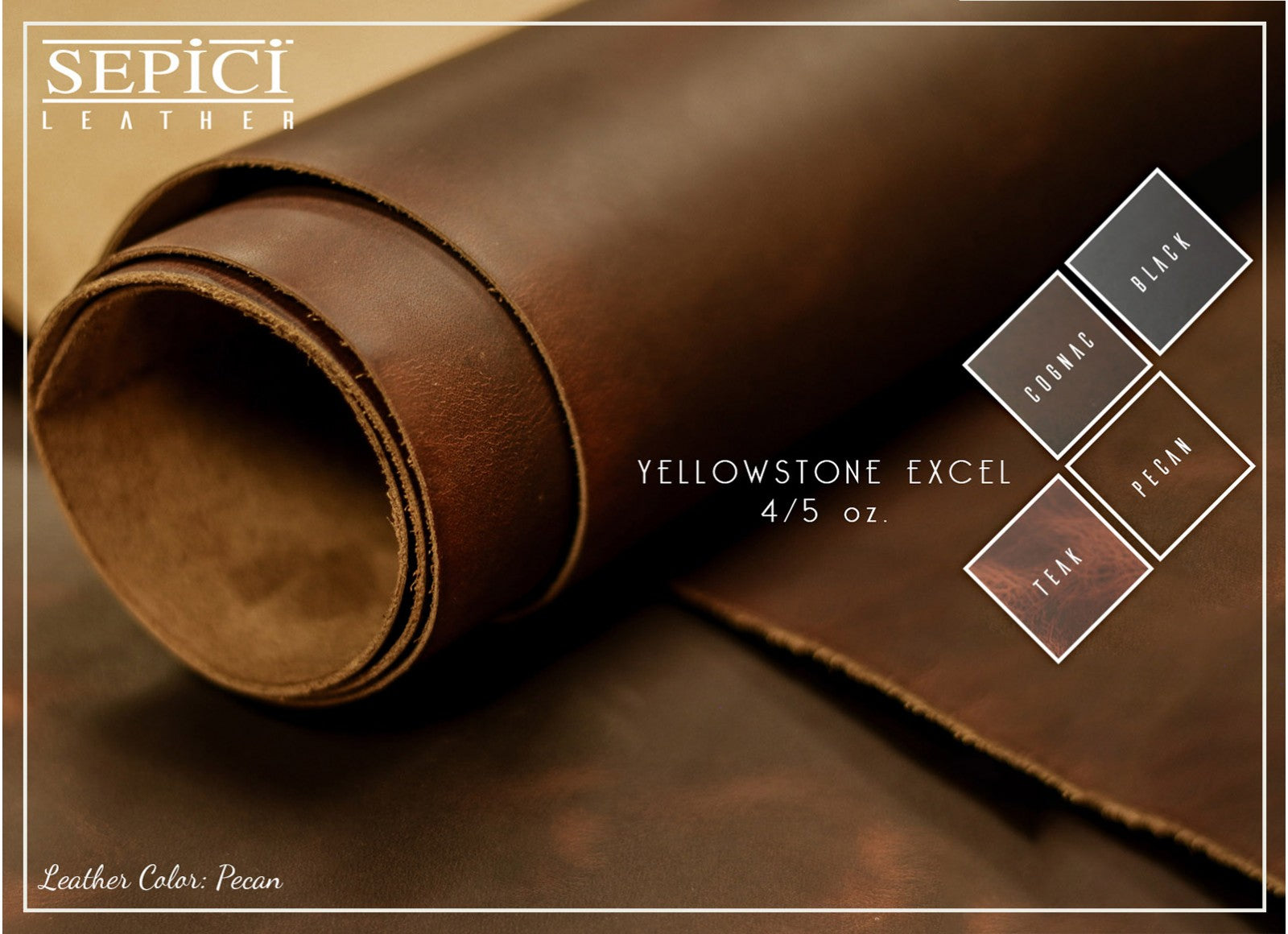 4/5oz. Yellowstone Excel Obolux Hydro Leather, Chrome Tanned, Western Collection by Sepici